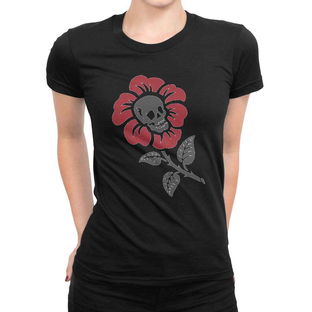 tシャツ レディース 半袖 ブラック 黒 デザイン M L Tシャツ ティーシャツ T shirt 019907 骸骨 ハート