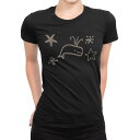tシャツ レディース 半袖 ブラック 黒 デザイン M L Tシャツ ティーシャツ T shirt 019921 海の生物 くじら かわいい