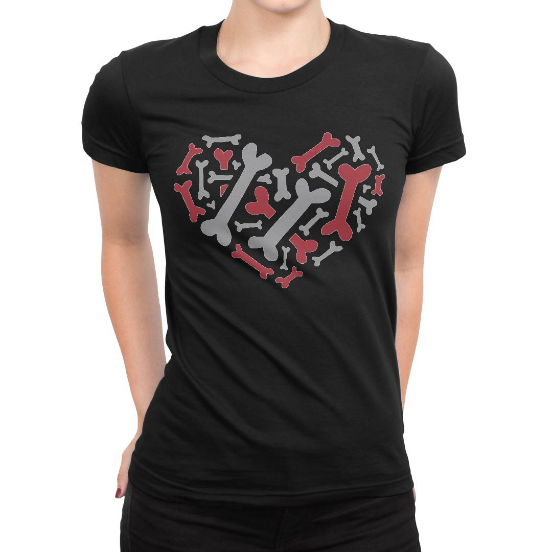 tシャツ レディース 半袖 ブラック 黒 デザイン M L Tシャツ ティーシャツ T shirt 019939 骨 デザイン ハート