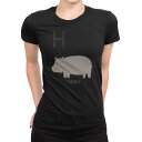tシャツ レディース 半袖 ブラック 黒 デザイン M L Tシャツ ティーシャツ T shirt 019940 H hippo カバ