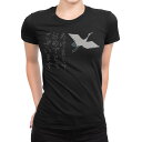 tシャツ レディース 半袖 ブラック 黒 デザイン M L Tシャツ ティーシャツ T shirt 019997 お正月 鶴