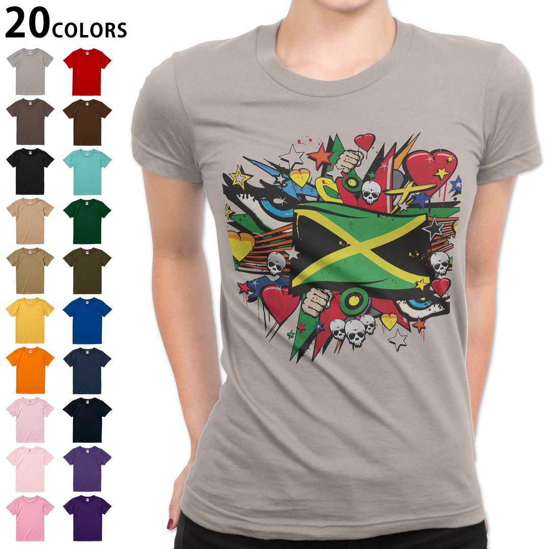 選べる20カラー tシャツ レディース 半袖 デザイン M L Tシャツ ティーシャツ T shirt 000270 ジャマイカ　レゲエ　HIPHOP