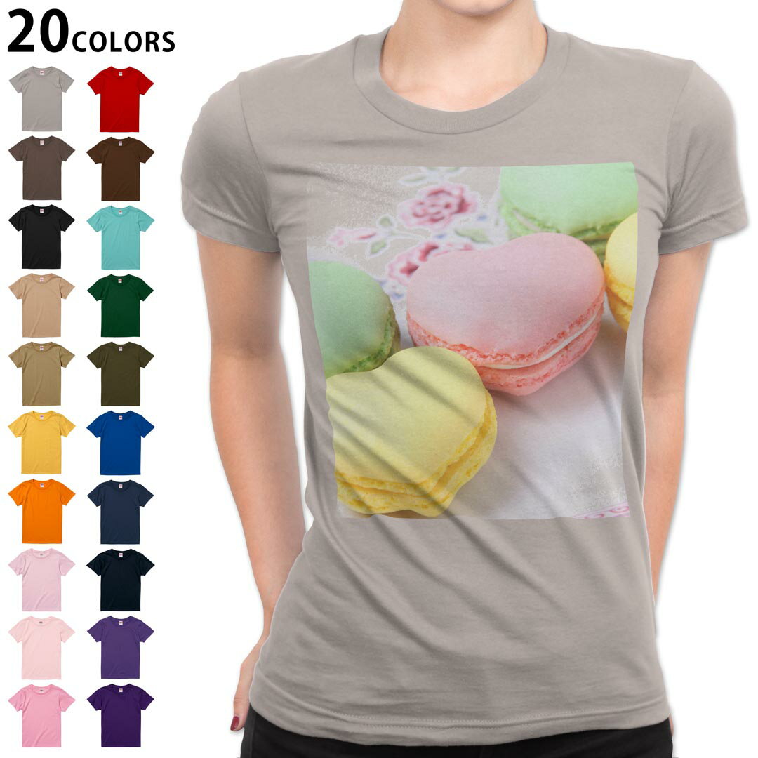 選べる20カラー tシャツ レディース 半袖 デザイン M L Tシャツ ティーシャツ T shirt 002672 マカロン カラフル 写真