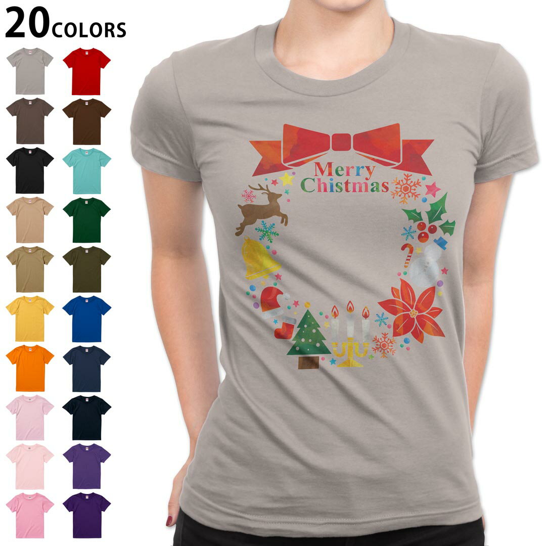 選べる20カラー tシャツ レディース 半袖 デザイン M L Tシャツ ティーシャツ T shirt 009453 クリスマ..