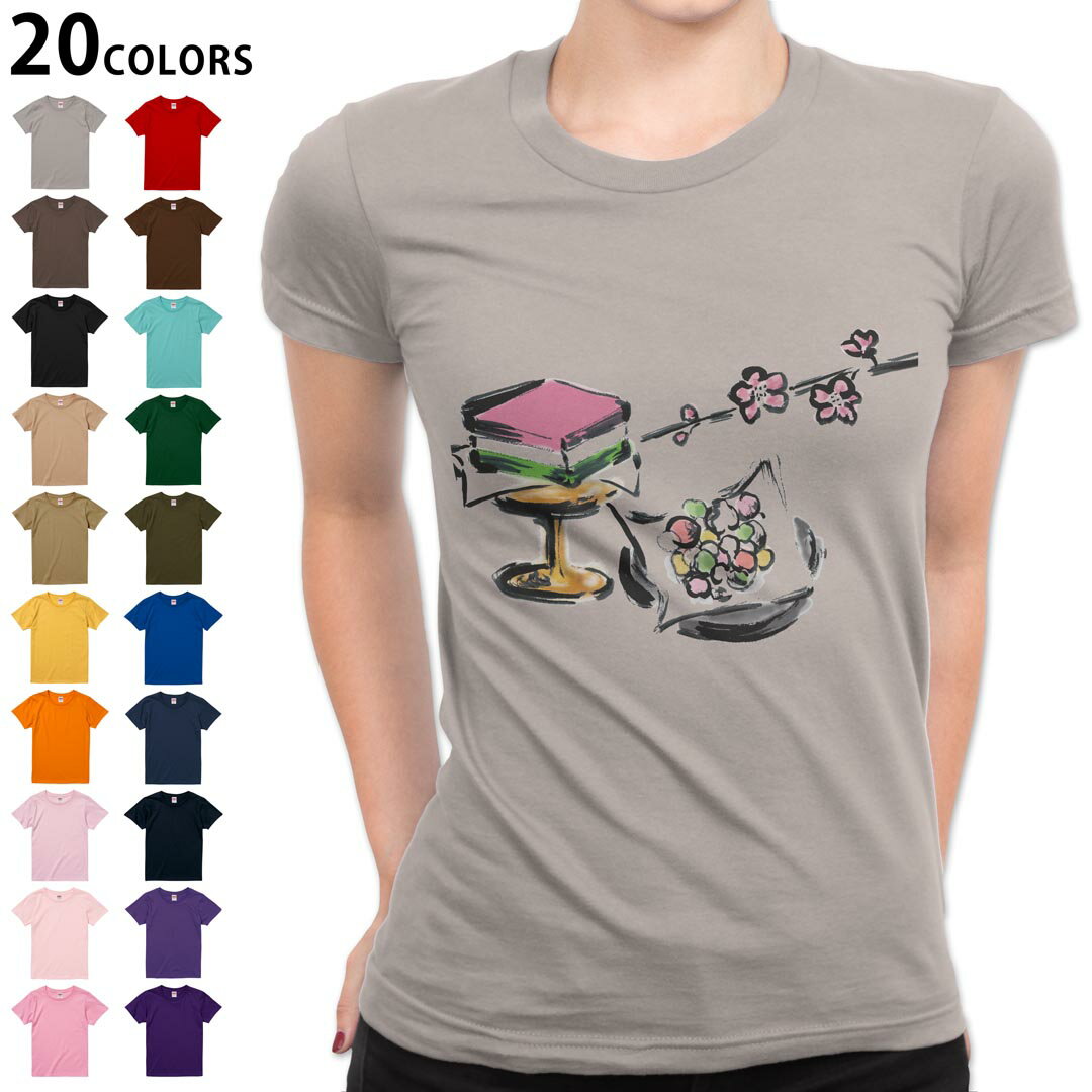 選べる20カラー tシャツ レディース 半袖 デザイン M L Tシャツ ティーシャツ T shirt 012852 ひな祭り 桃の花 節句