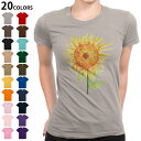 選べる20カラー tシャツ レディース 半袖 デザイン M L Tシャツ ティーシャツ T shirt 017807 ひまわり 夏 サン