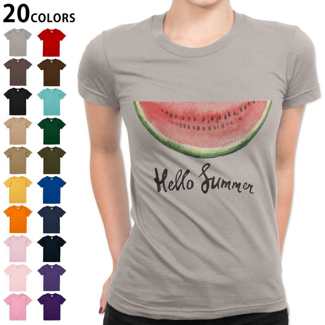 選べる20カラー tシャツ レディース 半袖 デザイン M L Tシャツ ティーシャツ T shirt 017843 スイカ 夏 summer
