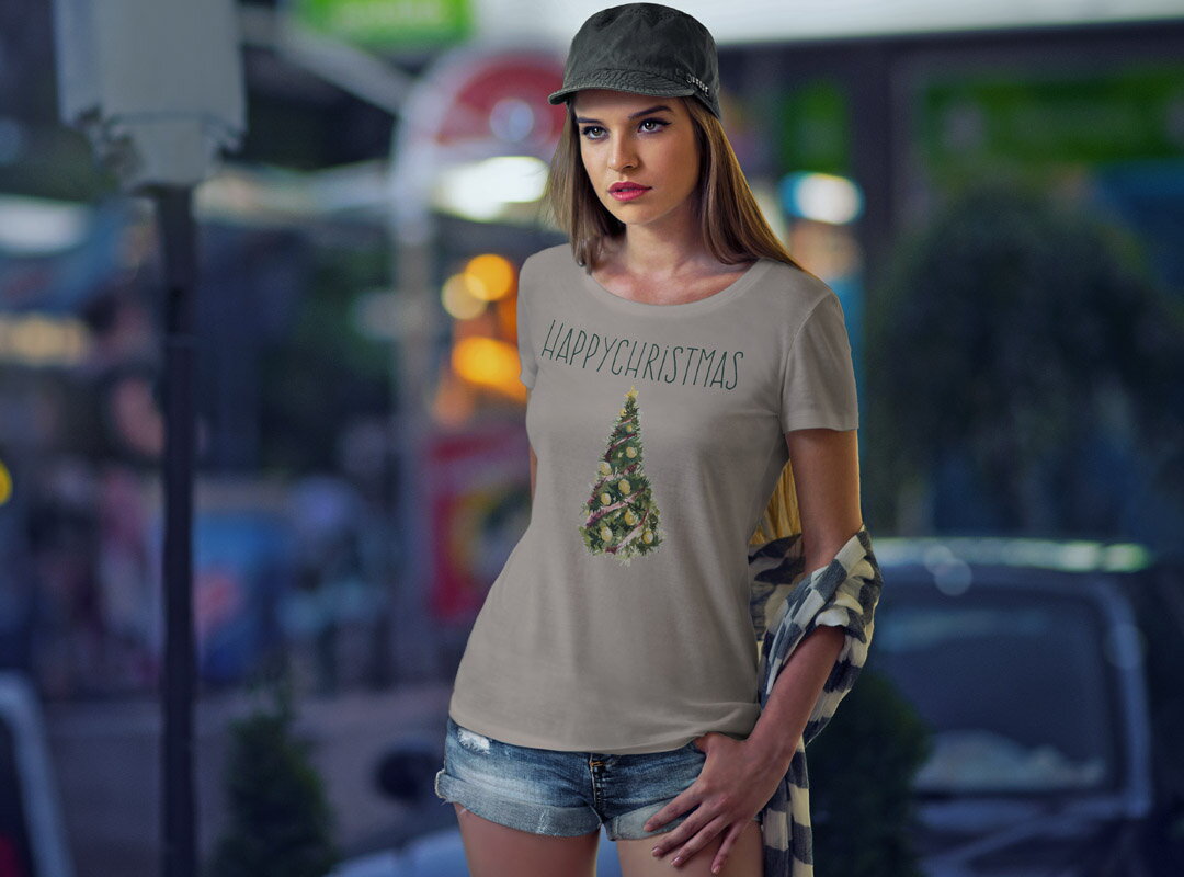 選べる20カラー tシャツ レディース 半袖 デザイン S M L Tシャツ ティーシャツ T shirt 017834 クリスマス　ツリー　英字