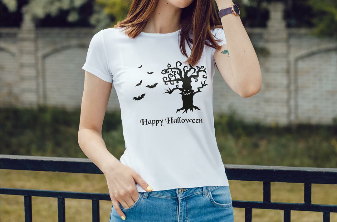 ドライTシャツ 吸水 速乾 DRY 選べる8カラー tシャツ レディース スポーツ ゆったり UV対策 デザイン M L Tシャツ ティーシャツ T shirt014708 ハロウィン　コウモリ