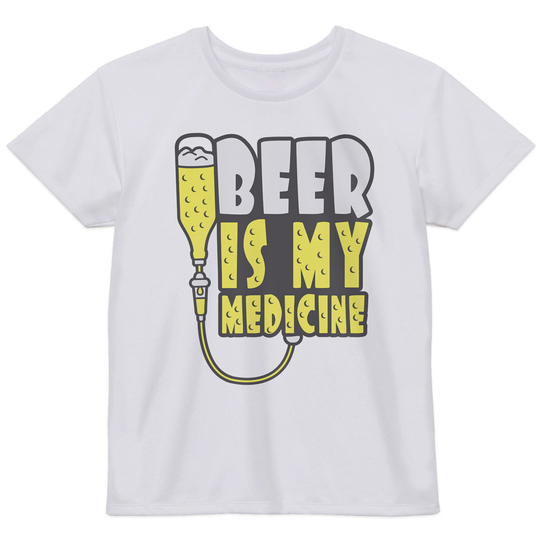 レディース ドライTシャツ ホワイト 半袖 4.1オンス ジム トレーニング スポーツ 運動会 ドライアスレチック UVカット 紫外線遮蔽 吸水速乾 デザイン Tshirt M L ユニーク その他 英語　文字　ビール 003527