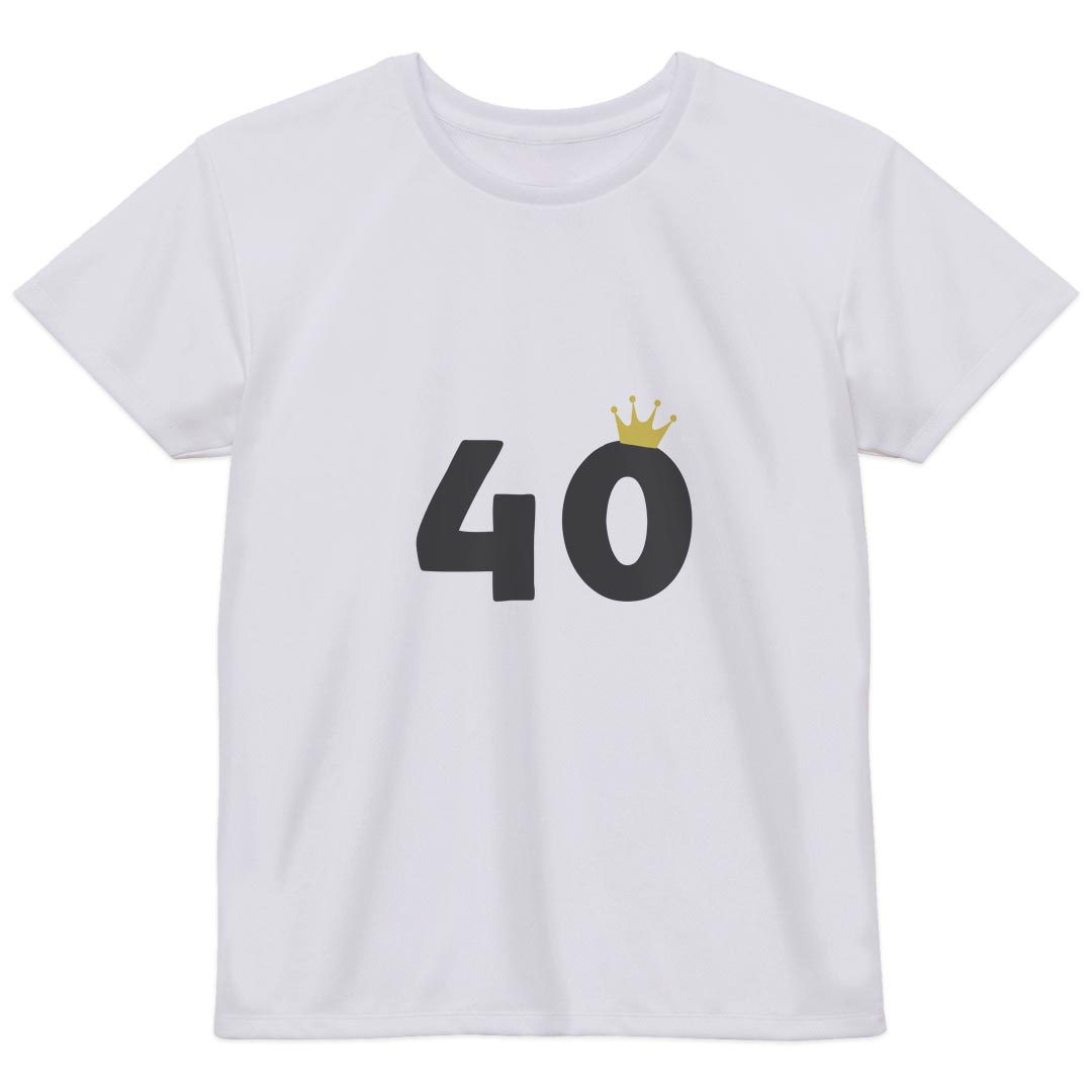 レディース ドライTシャツ ホワイト 半袖 4.1オンス ジム トレーニング スポーツ 運動会 ドライアスレチック UVカット 紫外線遮蔽 吸水速乾 デザイン Tshirt M L 031971 誕生日 記念日 40 歳