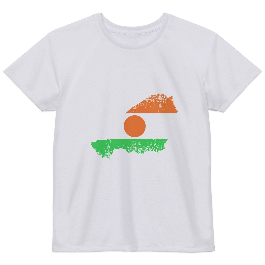 レディース ドライTシャツ ホワイト 半袖 4.1オンス ジム トレーニング スポーツ 運動会 ドライアスレチック UVカット 紫外線遮蔽 吸水速乾 デザイン Tshirt M L 国旗 niger ニジェール 018904