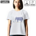 レディース ドライTシャツ ホワイト 半袖 4.1オンス ジム トレーニング スポーツ 運動会 ドライアスレチック UVカット 紫外線遮蔽 吸水速乾 デザイン Tshirt M L ぞう ねずみ 動物 012771