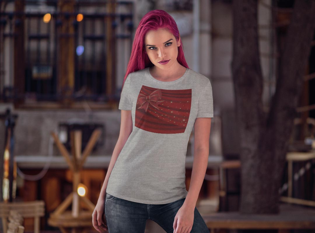 tシャツ レディース 半袖 白地 デザイン M L 白 ホワイト グレー Tシャツ ティーシャツ T shirt 001446 ラグジュアリー リボン　キラキラ