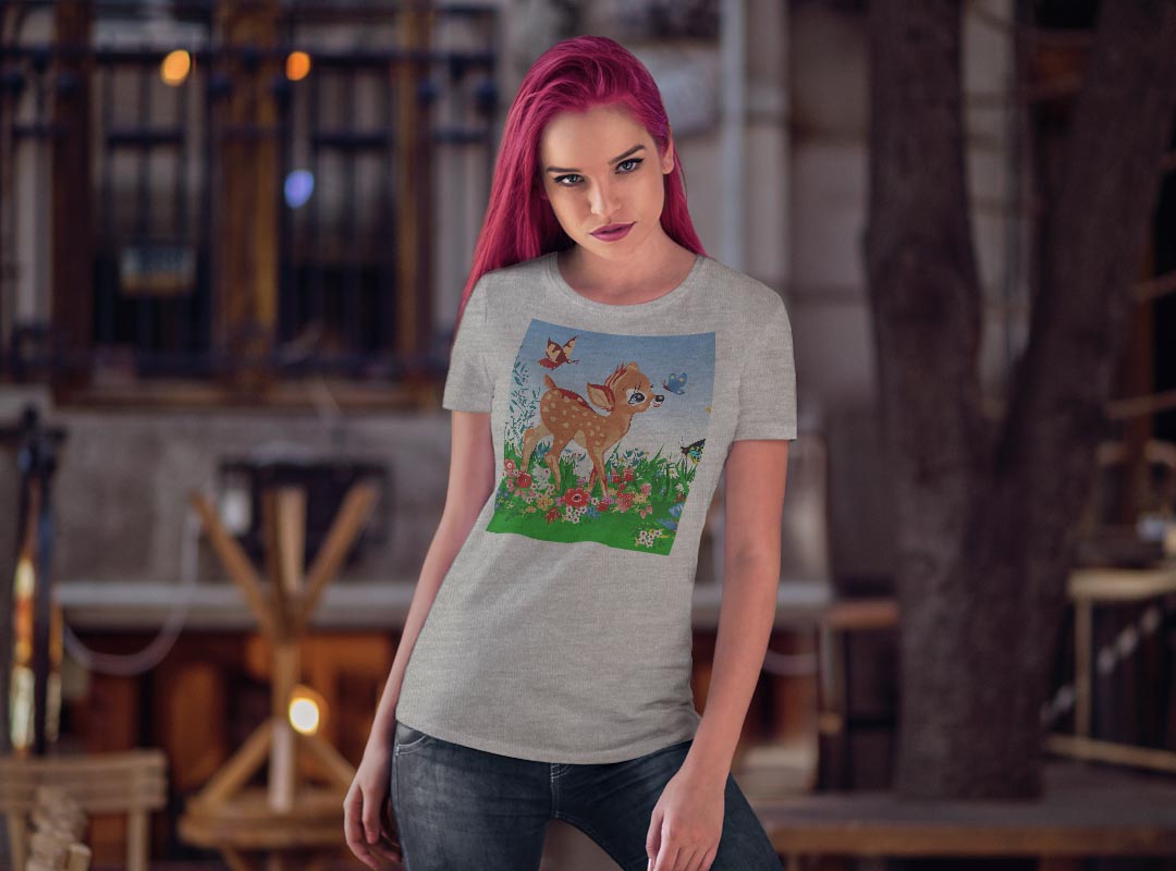 tシャツ レディース 半袖 白地 デザイン M L 白 ホワイト グレー Tシャツ ティーシャツ T shirt 002811 アニマル 動物　キャラクター　カラフル