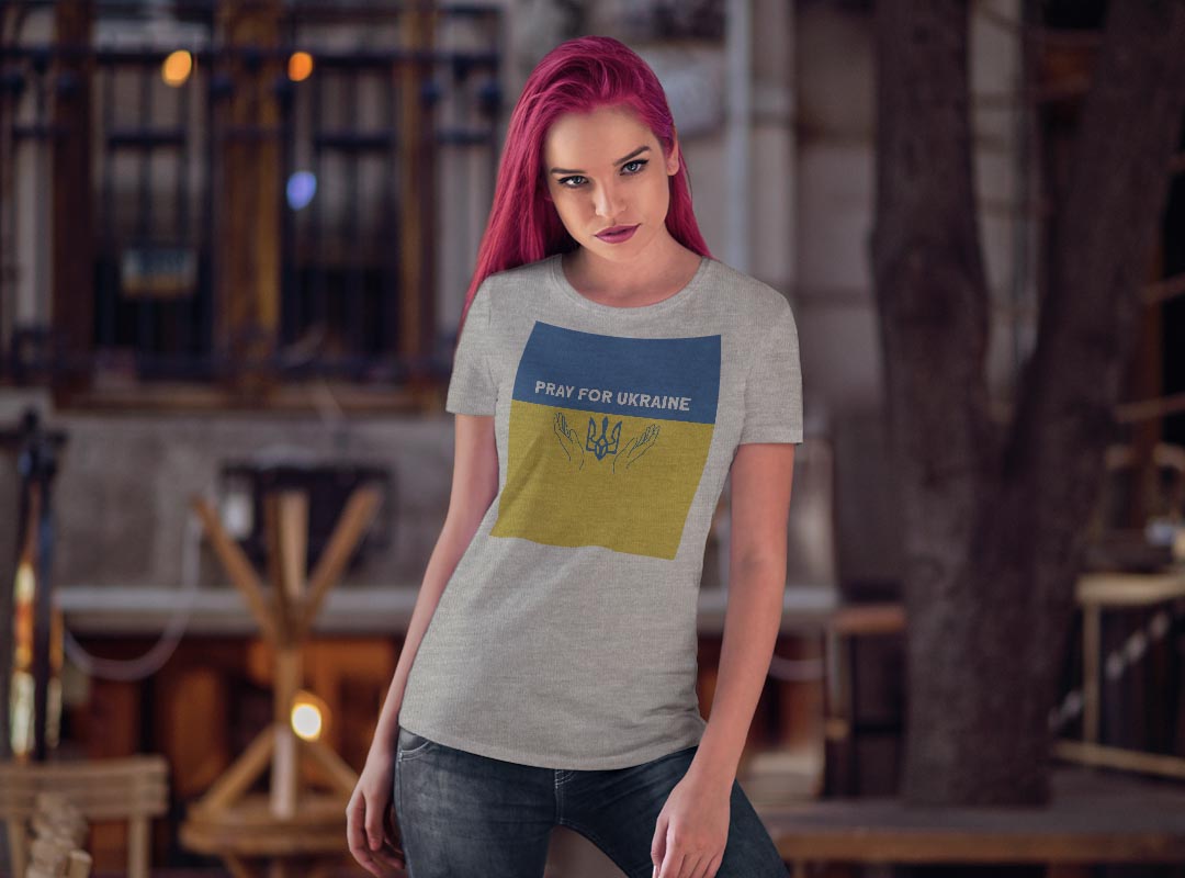tシャツ レディース 半袖 白地 デザイン M L 白 ホワイト グレー Tシャツ ティーシャツ T shirt 020984 ukraine ウクライナ kabekore-10735950 kabeコレ サンプル画像3