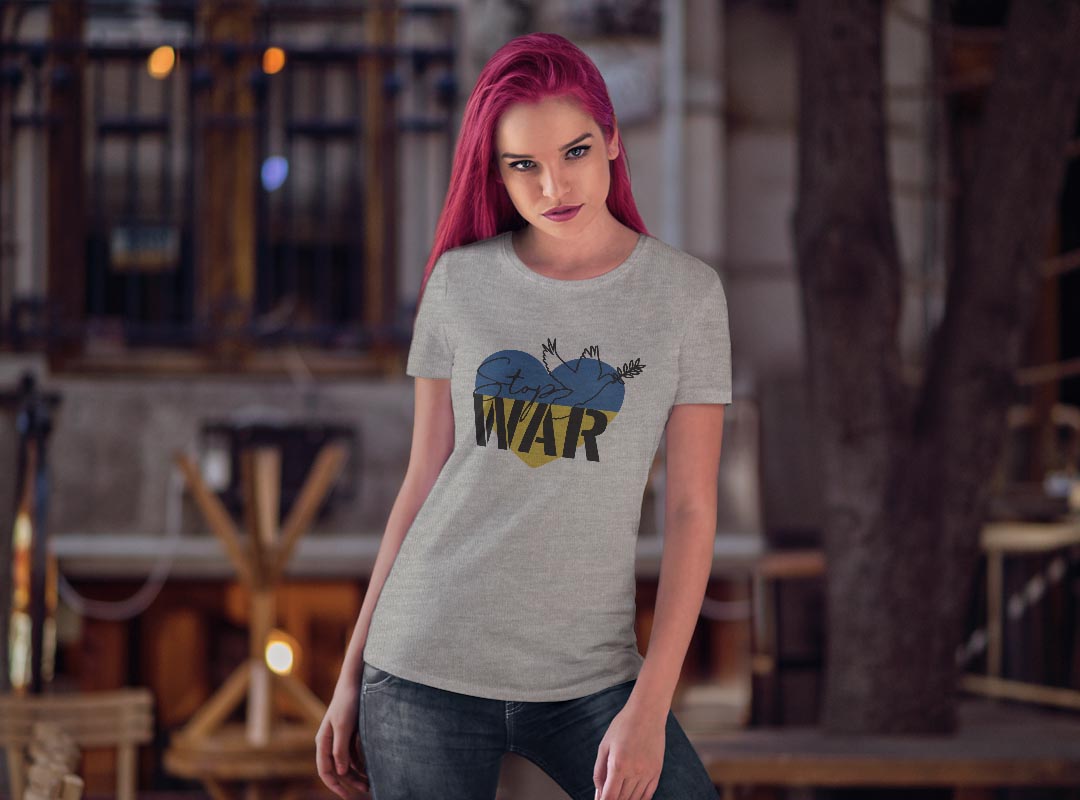 tシャツ レディース 半袖 白地 デザイン M L 白 ホワイト グレー Tシャツ ティーシャツ T shirt 020992 ukraine ウクライナ kabekore-10735958 kabeコレ サンプル画像3