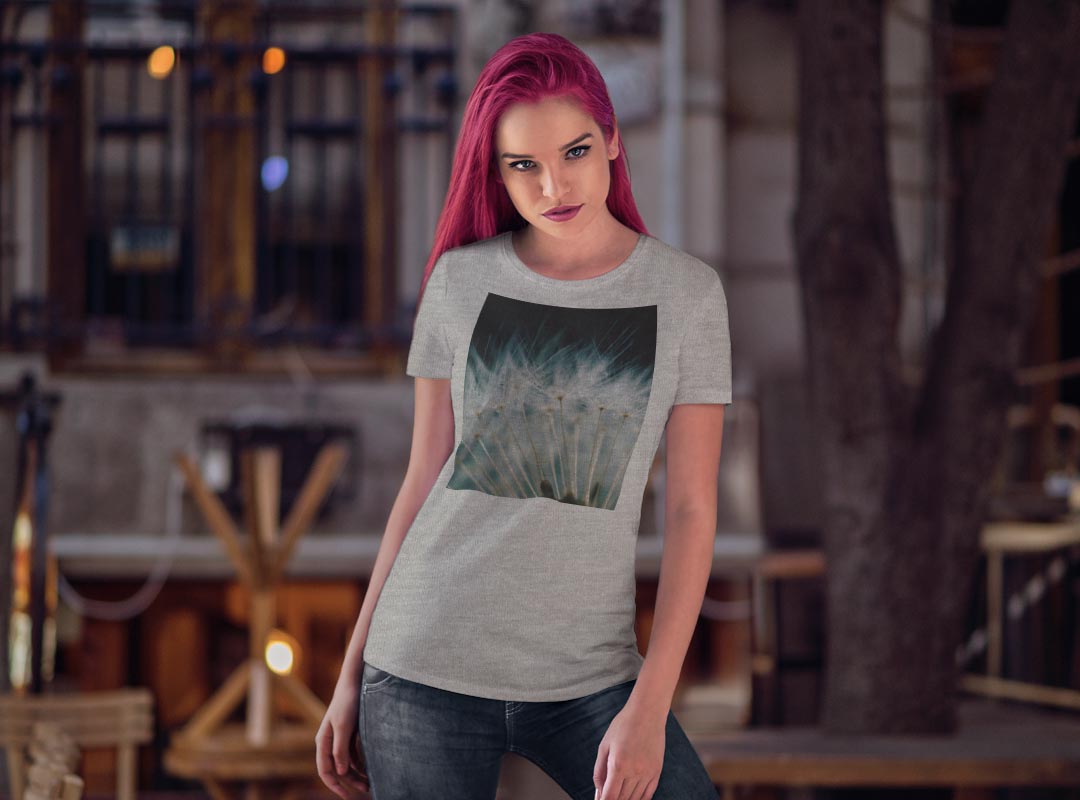 tシャツ レディース 半袖 白地 デザイン S M L XL Tシャツ ティーシャツ T shirt 023193 たんぽぽ　綿毛　写真