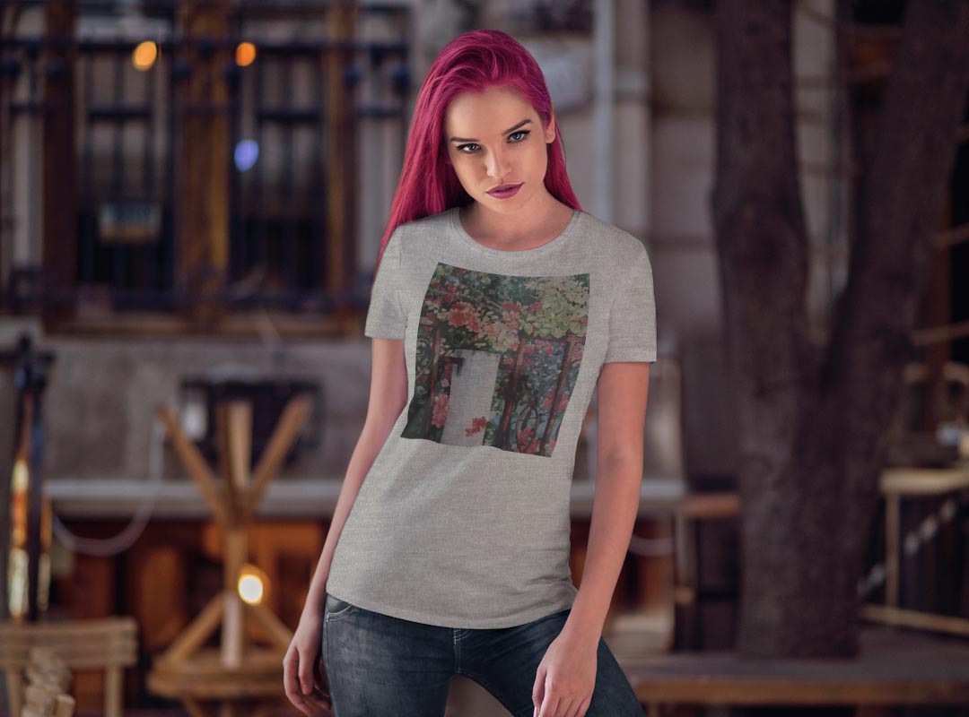 tシャツ レディース 半袖 白地 デザイン S M L XL Tシャツ ティーシャツ T shirt 023495 花　フラワー　イラスト