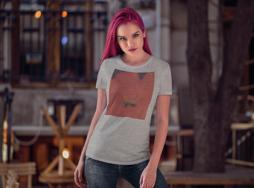 tシャツ レディース 半袖 白地 デザイン S M L XL Tシャツ ティーシャツ T shirt 023717 花　フラワー　絵画