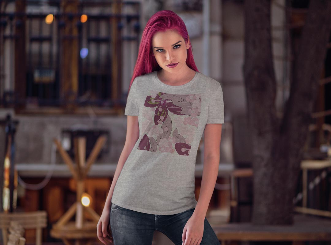 tシャツ レディース 半袖 白地 デザイン M L 白 ホワイト グレー Tシャツ ティーシャツ T shirt 004212 フラワー 花　フラワー　ピンク