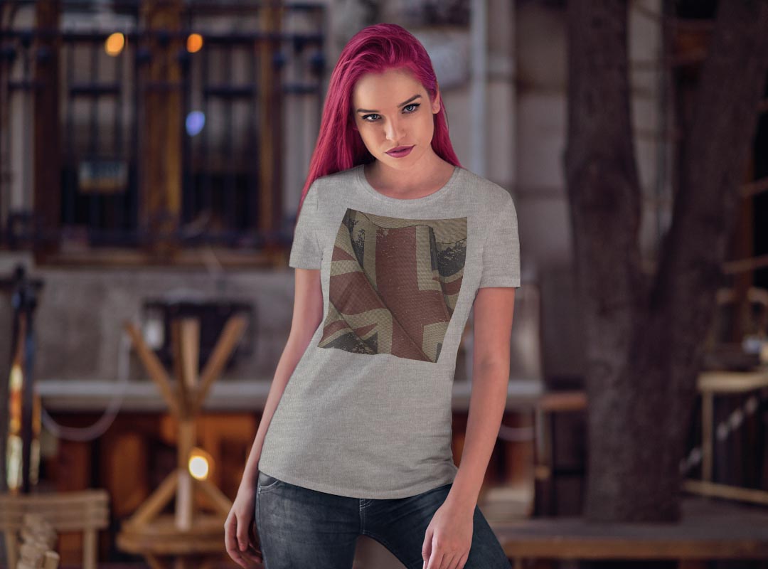 tシャツ レディース 半袖 白地 デザイン M L 白 ホワイト グレー Tシャツ ティーシャツ T shirt 007289 その他 レトロ　国旗　英国