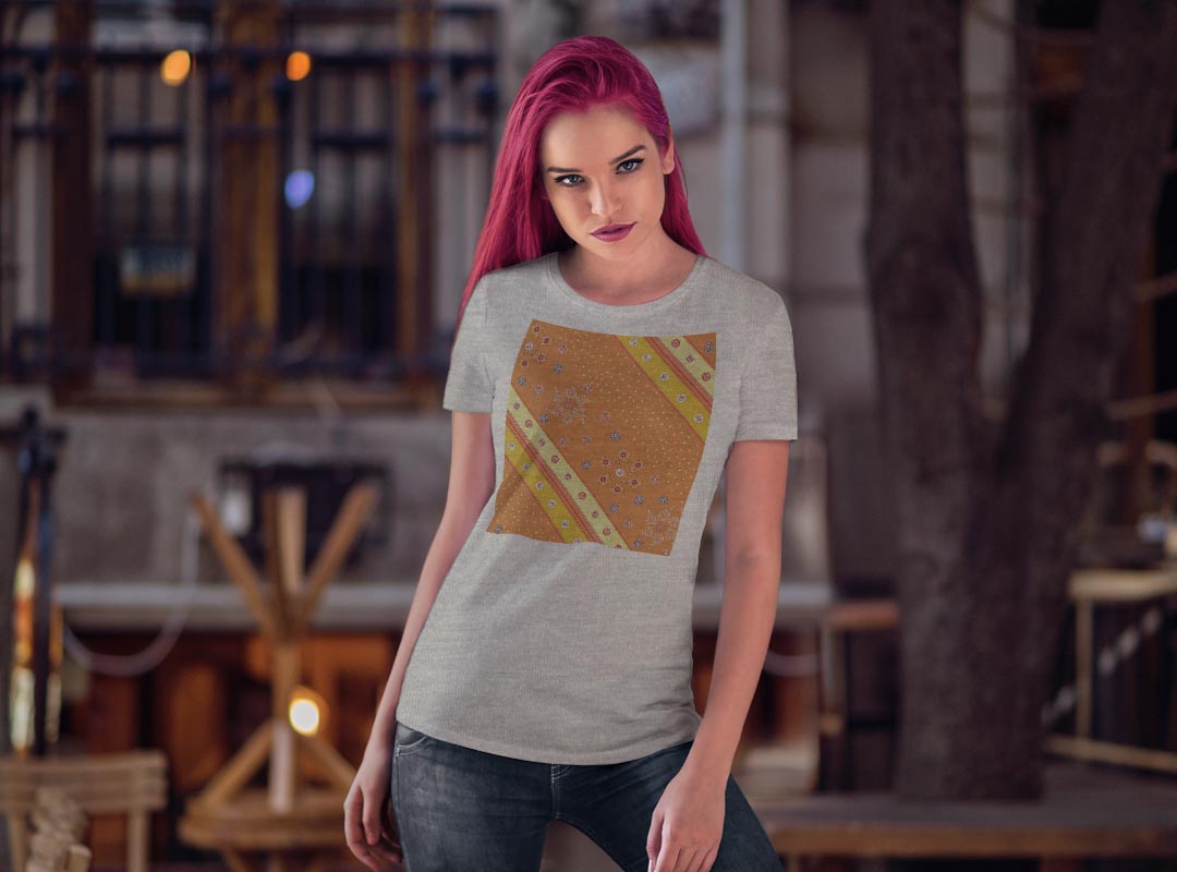 tシャツ レディース 半袖 白地 デザイン M L 白 ホワイト グレー Tシャツ ティーシャツ T shirt 007899 ユニーク 花　フラワー　オレンジ