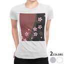tシャツ レディース 半袖 白地 デザイン M L 白 ホワイト グレー Tシャツ ティーシャツ T shirt 000049 クール フラワー 和柄 桜 黒
