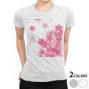 tシャツ レディース 半袖 白地 デザイン M L 白 ホワイト グレー Tシャツ ティーシャツ T shirt 000257 フラワー 桜 さくら ピンク