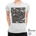 tシャツ レディース 半袖 白地 デザイン M L 白 ホワイト グレー Tシャツ ティーシャツ T shirt 000386 その他 ペイズリー ダマスク 花