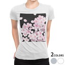 tシャツ レディース 半袖 白地 デザイン M L 白 ホワイト グレー Tシャツ ティーシャツ T shirt 000438 フラワー 桜 花 黒(4)