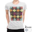 tシャツ レディース 半袖 白地 デザイン M L 白 ホワイト グレー Tシャツ ティーシャツ T shirt 000534 チェック・ボーダー アーガイル ...
