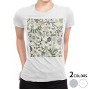 tシャツ レディース 半袖 白地 デザイン M L 白 ホワイト グレー Tシャツ ティーシャツ T shirt 000744 フラワー 小花 葉