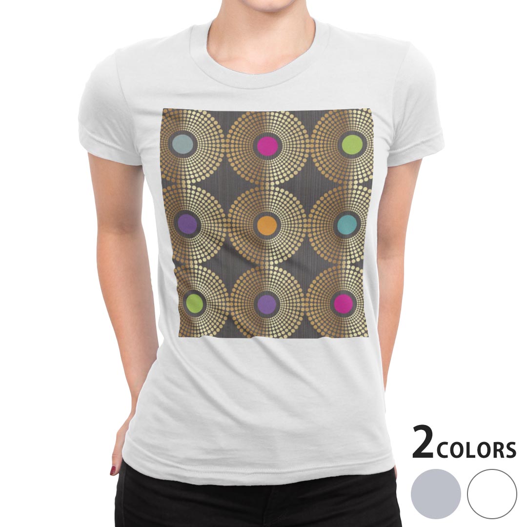 tシャツ レディース 半袖 白地 デザイン M L 白 ホワイト グレー Tシャツ ティーシャツ T shirt 000790 その他 模様　カラフル