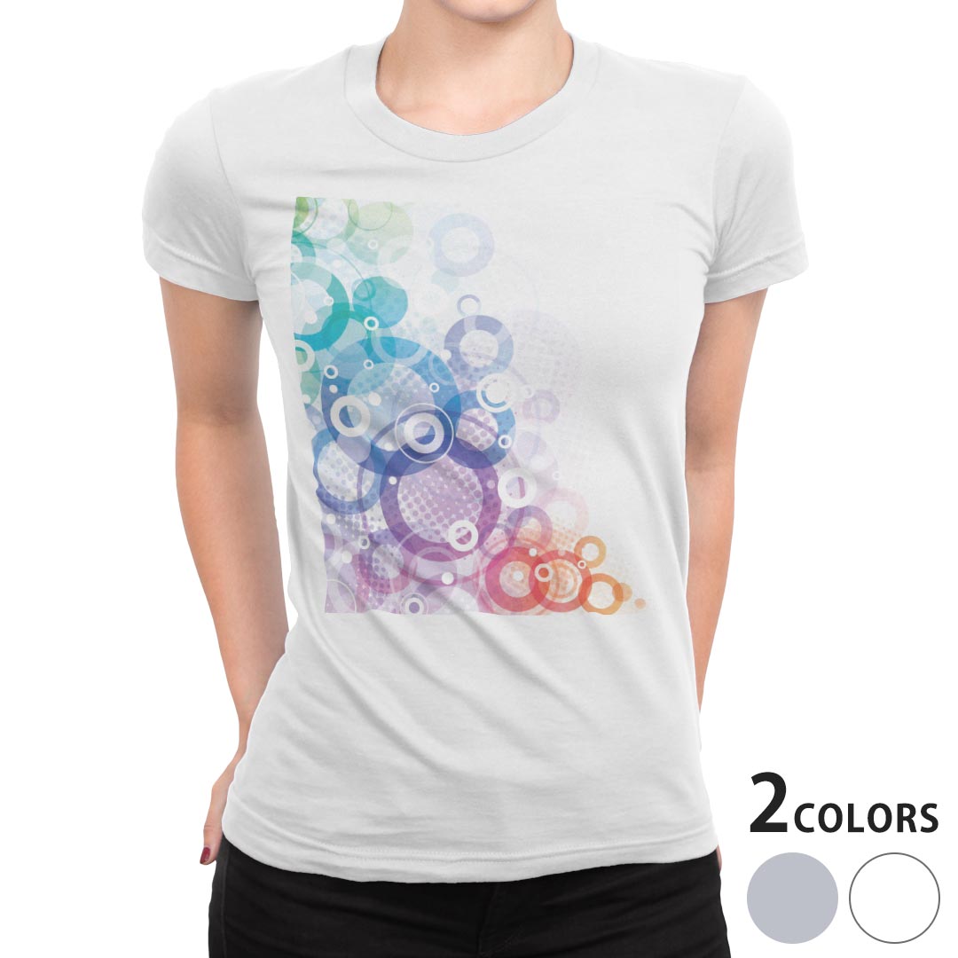 tシャツ レディース 半袖 白地 デザイン M L 白 ホワイト グレー Tシャツ ティーシャツ T shirt 000942 ラグジュアリー カラフル 丸