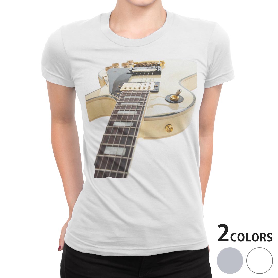 tシャツ レディース 半袖 白地 デザイン S M L XL Tシャツ ティーシャツ T shirt 001007 写真・風景 ギター