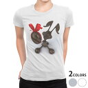 tシャツ レディース 半袖 白地 デザイン M L 白 ホワイト グレー Tシャツ ティーシャツ T shirt 001011 ユニーク うさぎ リボン