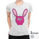 tシャツ レディース 半袖 白地 デザイン M L 白 ホワイト グレー Tシャツ ティーシャツ T shirt 001064 アニマル うさぎ 動物