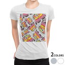 tシャツ レディース 半袖 白地 デザイン M L 白 ホワイト グレー Tシャツ ティーシャツ T shirt 001113 ユニーク モンスター カラフル