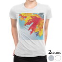 tシャツ レディース 半袖 白地 デザイン M L 白 ホワイト グレー Tシャツ ティーシャツ T shirt 001282 フラワー 紅葉 秋