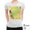 tシャツ レディース 半袖 白地 デザイン M L 白 ホワイト グレー Tシャツ ティーシャツ T shirt 001300 フラワー 紅葉 秋