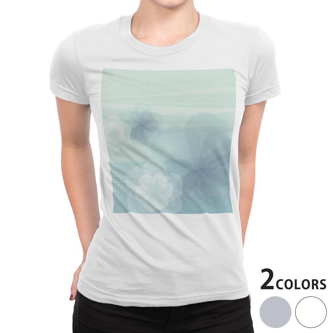 tシャツ レディース 半袖 白地 デザイン M L 白 ホワイト グレー Tシャツ ティーシャツ T shirt 001320 フラワー 花 植物