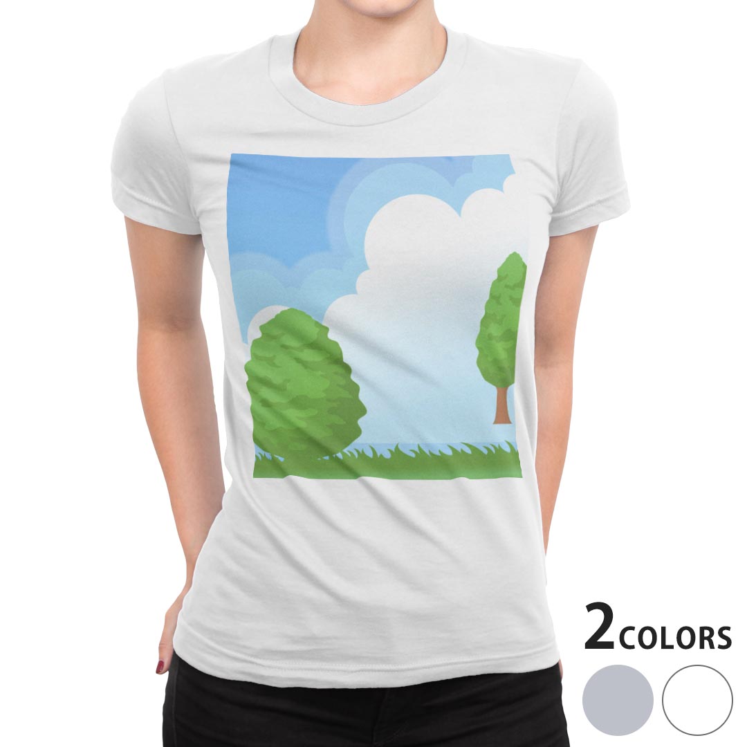 tシャツ レディース 半袖 白地 デザイン M L 白 ホワイト グレー Tシャツ ティーシ...