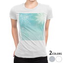 tシャツ レディース 半袖 白地 デザイン M L 白 ホワイト グレー Tシャツ ティーシャツ T shirt 001436 フラワー 雪の結晶 冬 シャボン玉