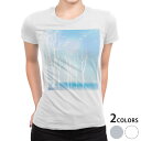 tシャツ レディース 半袖 白地 デザイン M L 白 ホワイト グレー Tシャツ ティーシャツ T shirt 001451 その他 雪景色 水色(4)