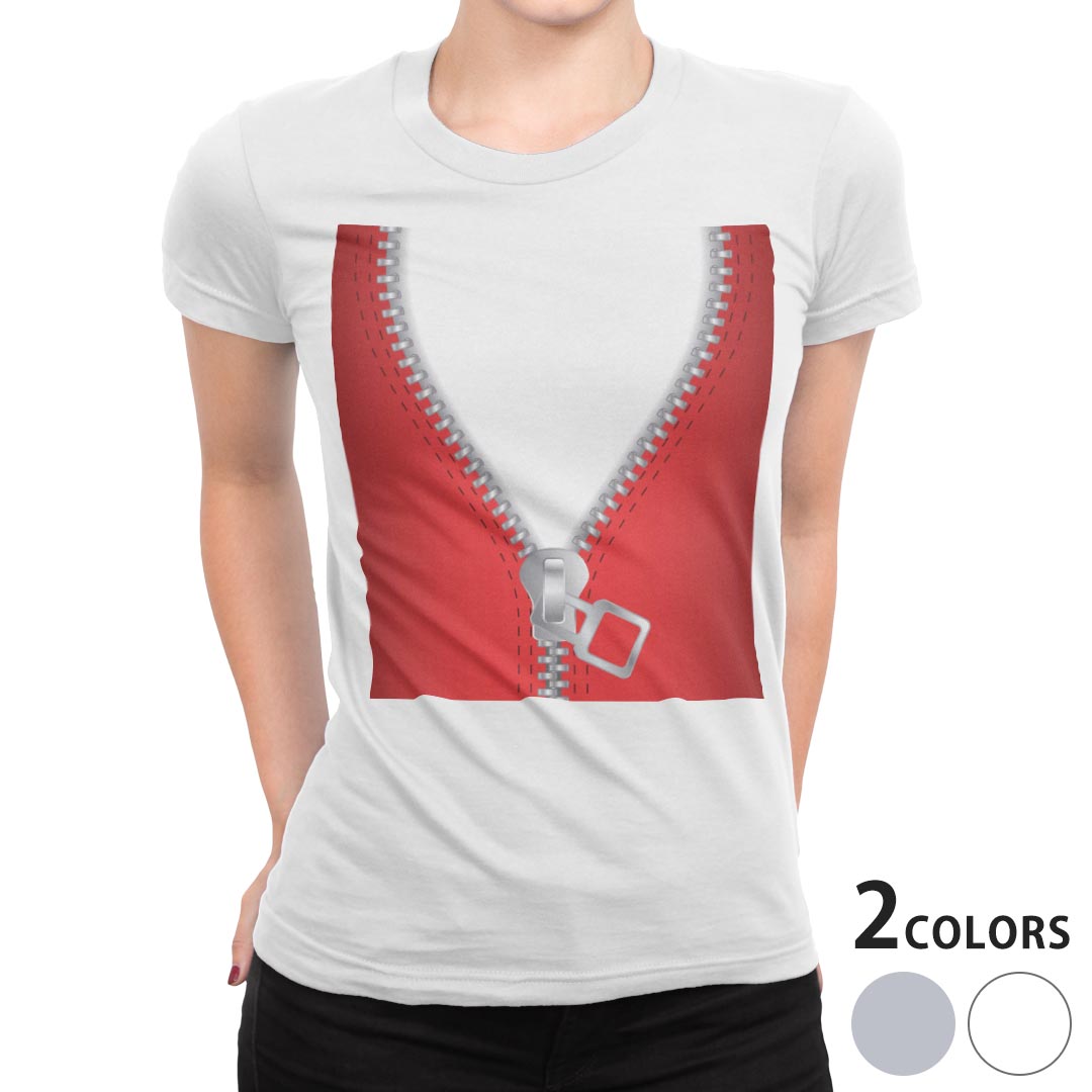 tシャツ レディース 半袖 白地 デザイン M L 白 ホワイト グレー Tシャツ ティーシャツ T shirt 001545 ユニーク チャック 福