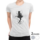 tシャツ レディース 半袖 白地 デザイン M L 白 ホワイト グレー Tシャツ ティーシャツ T shirt 001641 ユニーク 妖精 女の子(4)