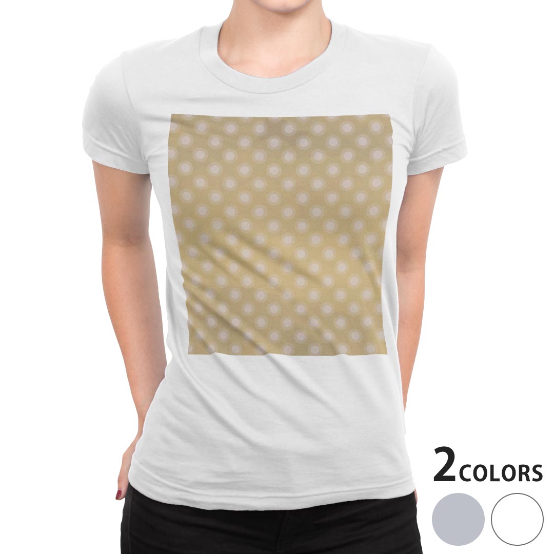tシャツ レディース 半袖 白地 デザイン M L 白 ホワイト グレー Tシャツ ティーシャツ T shirt 001883 チェック・ボーダー 水玉 ドット ブラウン