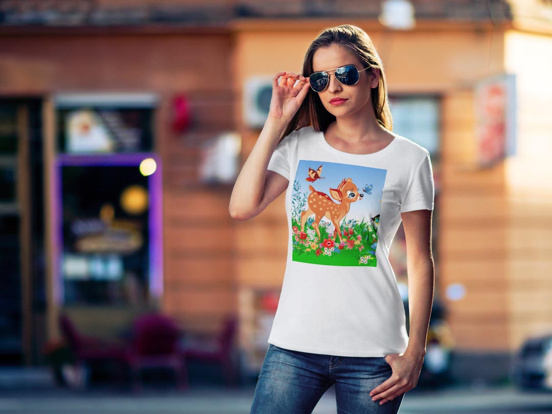 tシャツ レディース 半袖 白地 デザイン M L 白 ホワイト グレー Tシャツ ティーシャツ T shirt 002811 アニマル 動物　キャラクター　カラフル