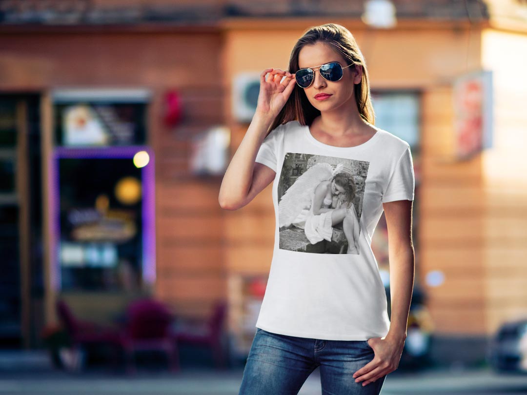 tシャツ レディース 半袖 白地 デザイン M L 白 ホワイト グレー Tシャツ ティーシ...